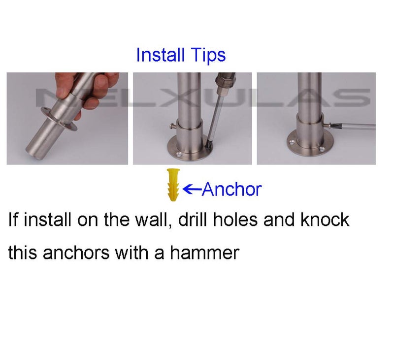 NELXULAS Classic Black Stainless Steel Closet Rod Flange Holder for Pipe (1-1/4") - Image 5